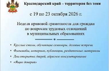 Проведение Недели правовой грамотности «Краснодарский край — территория без тени»